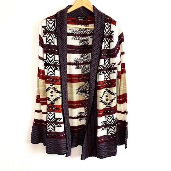 BCBG Sweaters - BCBG MaxAzria Knit Aztec Long Sleeve Long Duster Cardigan